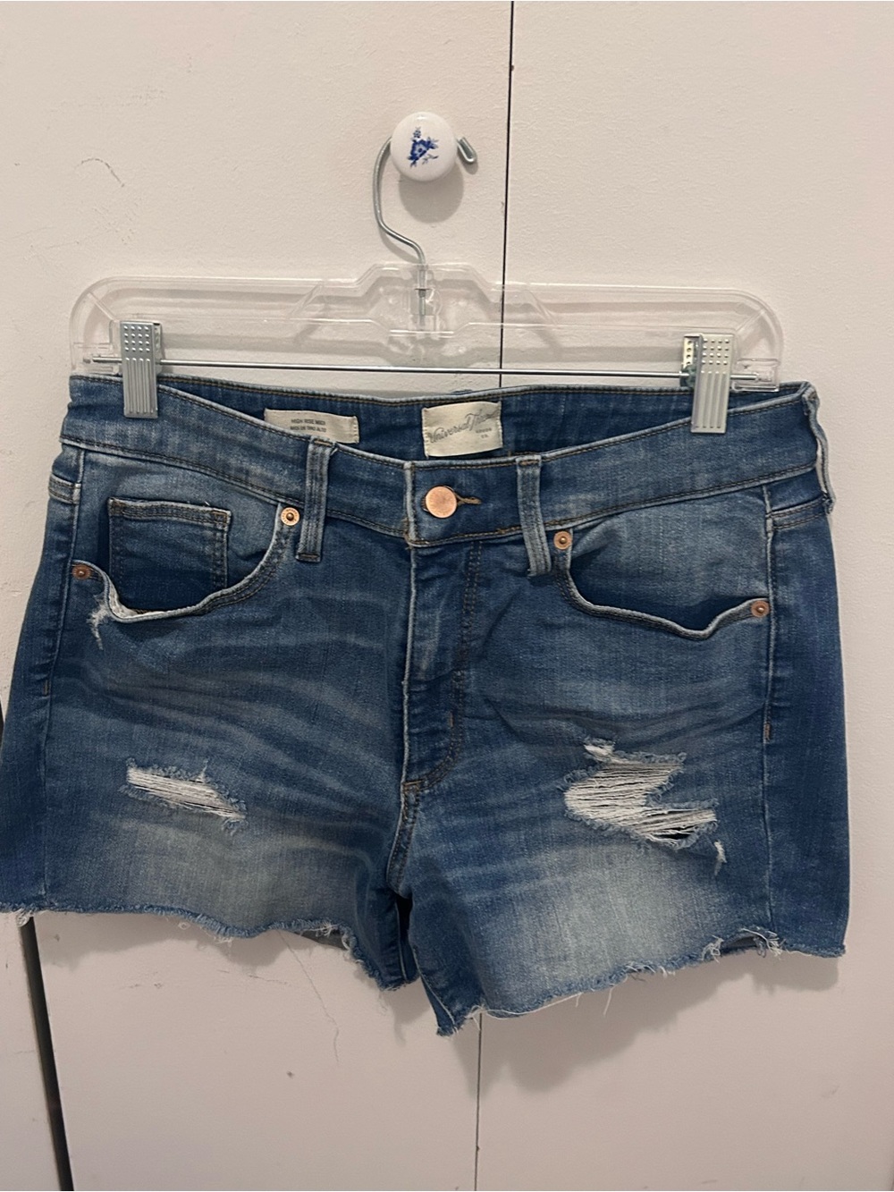 Universal Thread Medium Blue Distressed Denim Shorts